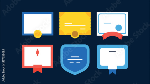 Vector art of a set of colorful certificate templates with different designs and styles, perfect for awards and achievements
