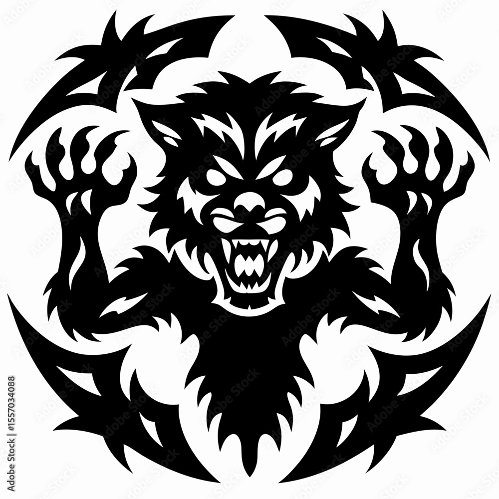 Obraz premium Tribal Werewolf Tattoo Design