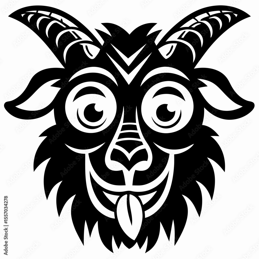Obraz premium Whimsical Cartoon Goat Illustration A Silly and Comical Goat Head Design
