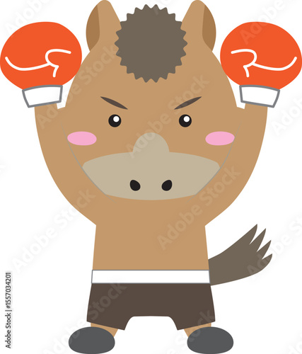 ボクシングで勝利を掴んだ馬キャラクター