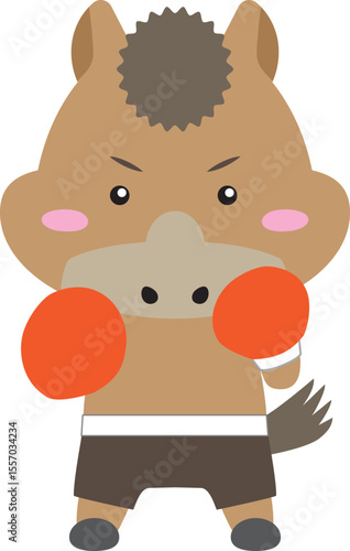 ボクシングで勝利を掴んだ馬キャラクター