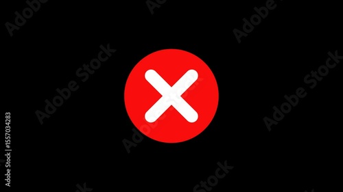 Wrong, Error. Failed icon animation, alpha channel background, 4K	
