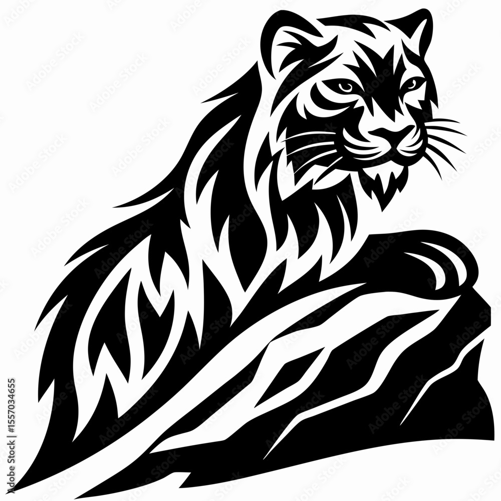 Fototapeta premium Majestic Himalayan Snow Leopard Tribal Art Design