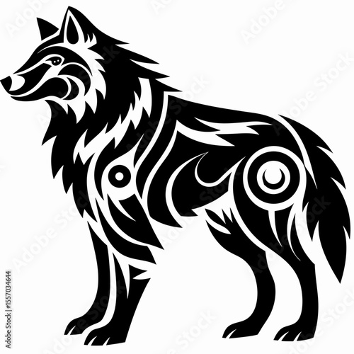 Wallpaper Mural Tribal Wolf Tattoo Design Fierce Black Ink Artwork Torontodigital.ca