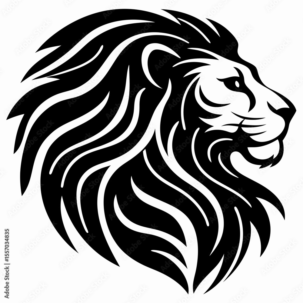 Fototapeta premium Majestic African Lion Head Illustration Tribal Style Vector Art