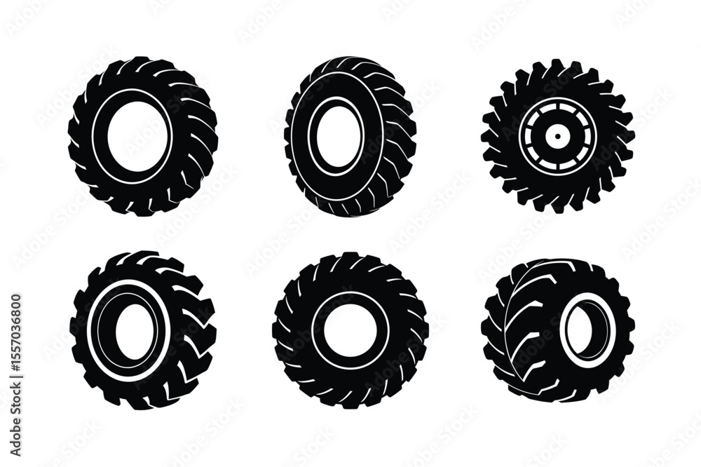 Monster tractor tyre silhouette vector bundle, Black Monster tractor tyre Monster tractor tyre silhouette vector bundle, Black Monster tractor tyre