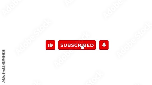 2D animation of social media buttons – subscribe, like and notifications with smooth transitions