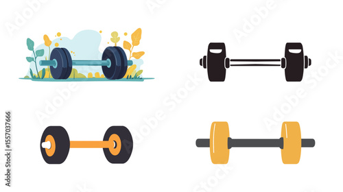 Dumbbell vector graphic on white background – minimal fitness icon for gym and workout themes