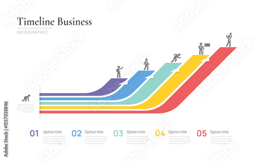 infographics timeline Business with 5 steps to success, presentation template with icon elements vector illustration.