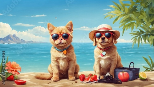 Cat and Dog Bask in Sunshine
