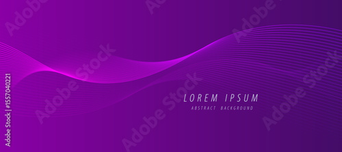 Futuristic neon-style abstract background with glowing wave lines on a deep purple base. Ideal for tech and digital designs.