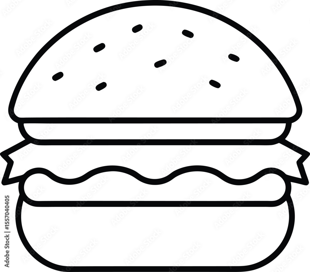 Flat Style Classic Cheeseburger with Lettuce and Tomato Vector Art Flat Style Classic Cheeseburger with Lettuce and Tomato Vector Art