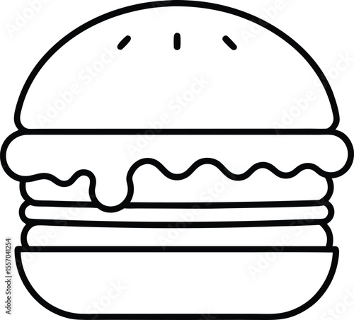 Flat Style Double Beef Burger with Melting Cheese Vector Art