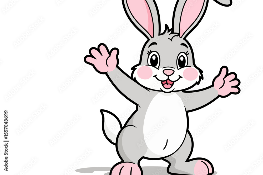 Cute Cartoon Rabbit Illustration- Happy Easter Bunny Image for Kids- Adorable Animal Character with Pink Ears and Cheeks- Spring Holiday Graphics Cute Cartoon Rabbit Illustration- Happy Easter Bunny Image for Kids- Adorable Animal Character with Pink Ears and Cheeks- Spring Holiday Graphics