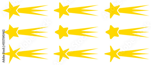 様々な形の流れ星アイコンのベクターイラストセット