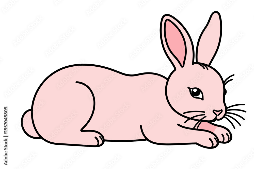 Obraz premium Pink Bunny Illustration - Cute Rabbit Clipart for Easter - Animal Cartoon for Kids - Graphic Design Element - Nursery Art - Digital Download - Children's Decor