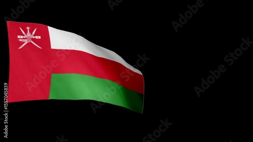 OMAN flag. OMAN flag video. Flag of OMAN Waving in the wind, video, mp4, waving in the Sky, Green screen flag, national flag of the country.
