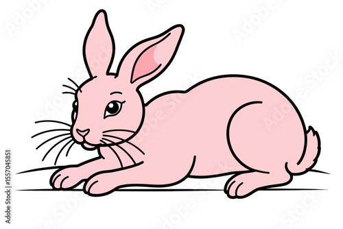 Pink Rabbit Illustration for Kids- Cute Bunny Clipart for Easter Crafts- Adorable Cartoon Animal Graphic for Children's Projects- Springtime Rabbit Design