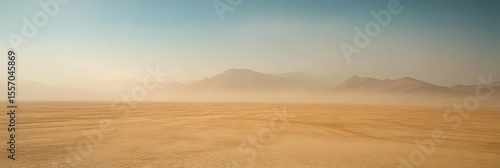 Minimalist Chihuahuan Desert composition with heat haze distortion at noon featuring only sand and sky for abstract backgrounds, desert studies