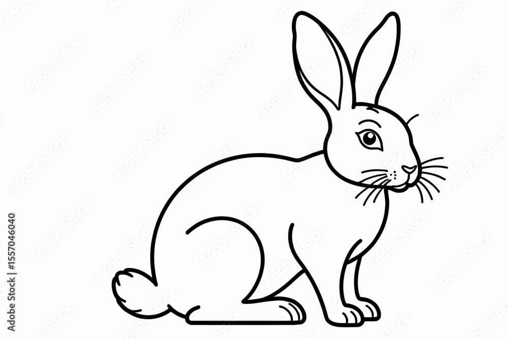 Rabbit Outline Image- Cute Bunny Coloring Page- Animal Illustration for Kids- Black and White Line Art of a Hare- Easter Theme Activity- Downloadable Printable Sheet Rabbit Outline Image- Cute Bunny Coloring Page- Animal Illustration for Kids- Black and White Line Art of a Hare- Easter Theme Activity- Downloadable Printable Sheet