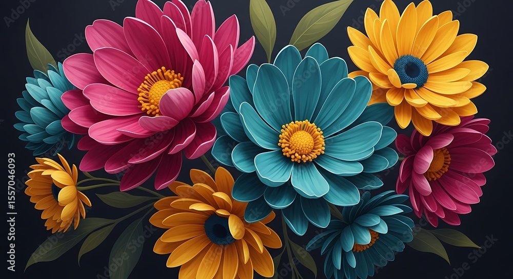 Colorful paper flowers arrangement Colorful paper flowers arrangement