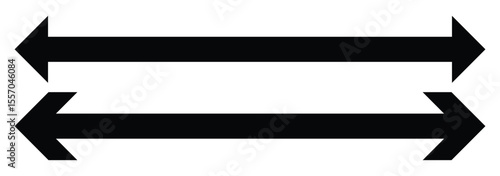 Double arrow icons. Horizontal dual tow side long straight arrow signs vector. Transfer icon. Exchange arrow icon.  Vector illustration of duel side arrow on white background.