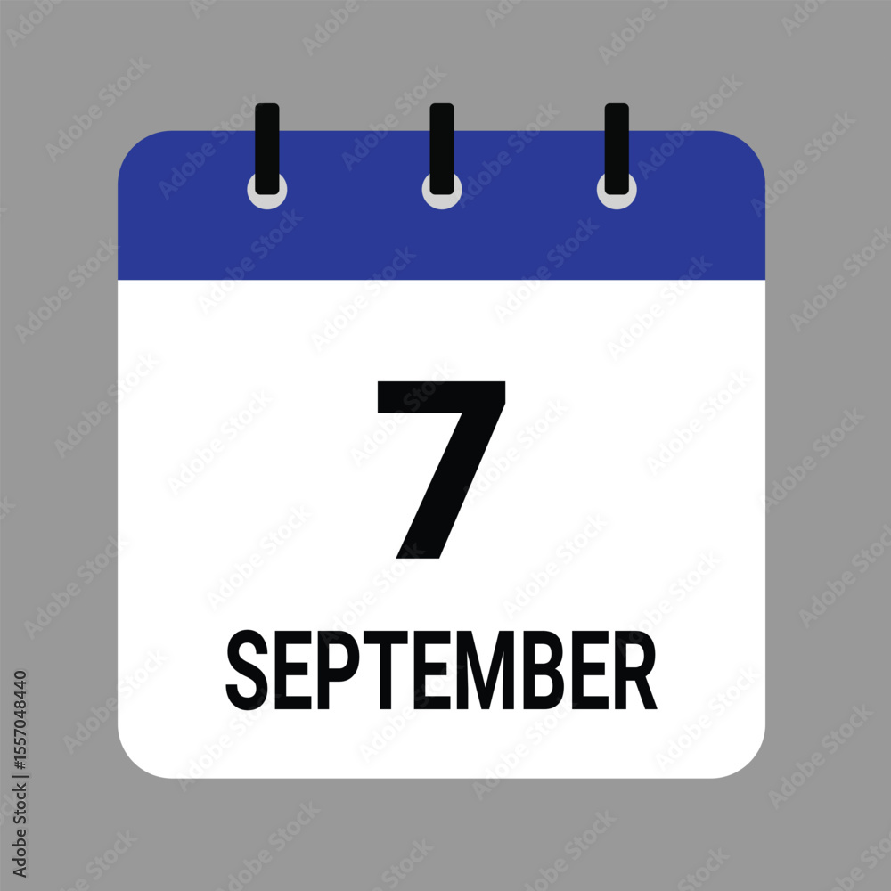 SEPTEMBER-07- Daily Calendar Icon - White Background SEPTEMBER-07- Daily Calendar Icon - White Background