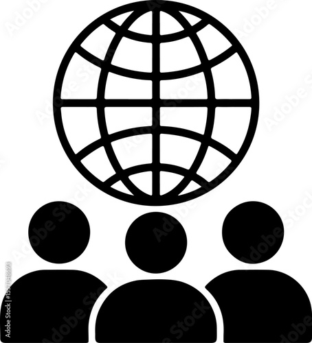 Global team collaboration and international business network concept icon