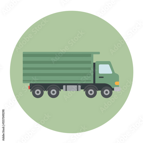 vector icon of a flat style cargo truck