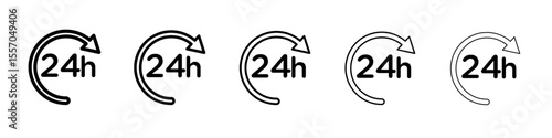 24 hours icon vector outline symbol or illustration