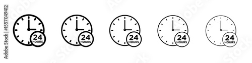 24 Hrs icon vector outline symbol or illustration
