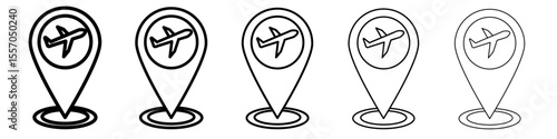 Airport location icon vector outline symbol or illustration