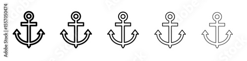 anchor icon vector outline symbol or illustration