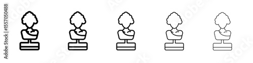 Ancient statue icon vector outline symbol or illustration