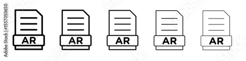 AR File Document Icon vector outline symbol or illustration