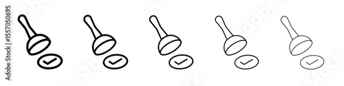 Approval stamp icon vector outline symbol or illustration