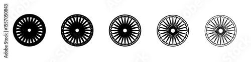 Ashoka Wheel icon vector outline symbol or illustration
