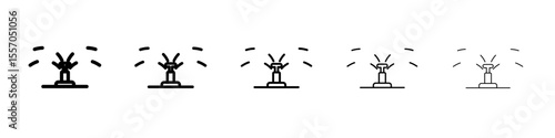 Automatic irrigation sprinklers icon vector outline symbol or illustration