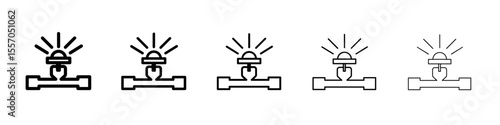 Automatic irrigation sprinklers icon vector outline symbol or illustration