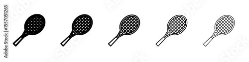 Badminton racquet icon vector outline symbol or illustration