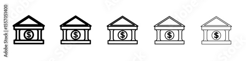 Bank icon vector outline symbol or illustration