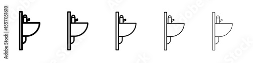 Bathroom sink icon vector outline symbol or illustration