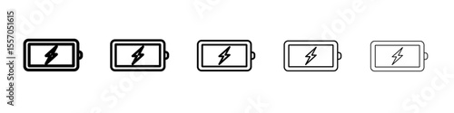 Battery charging icon vector outline symbol or illustration