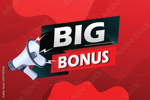 Big bonus word concept vector illustration with megaphone and 3d style, landing page, template, ui, web, mobile app, poster, banner, flyer, background, gift card, coupon, label, wallpaper 