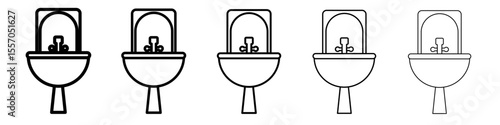 Bathroom sink icon vector outline symbol or illustration