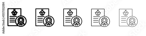 Birth certification icon vector outline symbol or illustration
