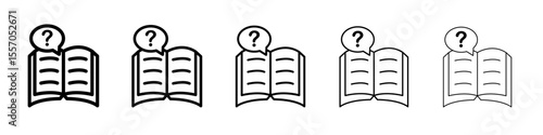book with question mark icon vector outline symbol or illustration