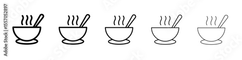 Bowl of soup icon vector outline symbol or illustration