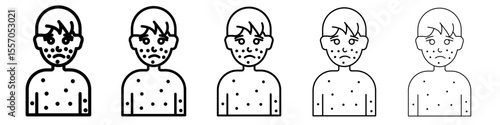 Boy chicken pox icon vector outline symbol or illustration