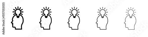 Brain idea icon vector outline symbol or illustration